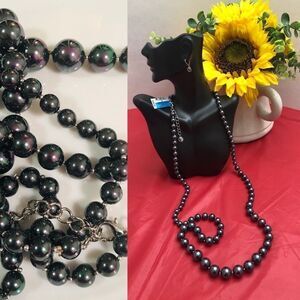 Black Simulated Pearl Necklaces 19’